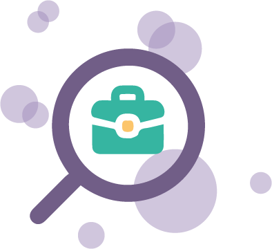 Graphic showing magnifying glass searching for apprenticeship vacancies in Scunthorpe