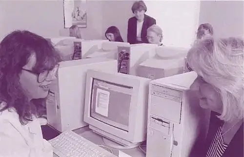 A photo of HBTC's training room when they started in 1994.