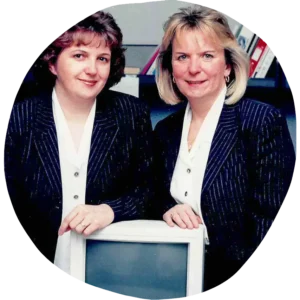 About HBTC: Photo of Maggie (left) and Judy (right) in 1994