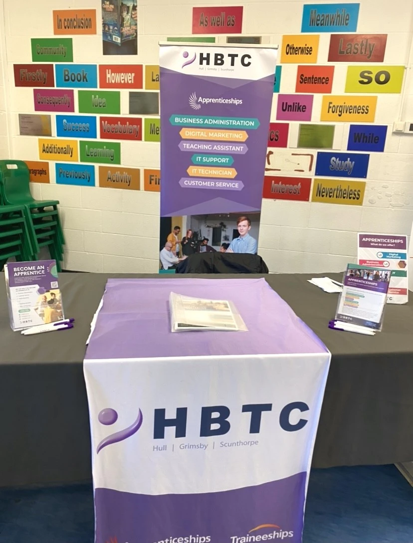 Photo of HBTC at Careers Fair, engaging with schools and colleges.
